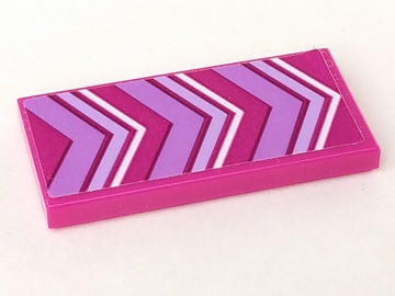 Lego Tile 2 x 4 with Lavender and White Chevrons Pattern (Sticker) - Set 41324 / Magenta