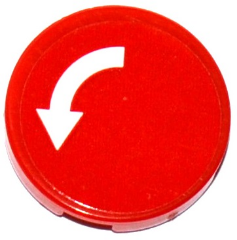 Lego Tile, Round 2 x 2 with Bottom Stud Holder with White Curved Arrow on Red Background Pattern (Sticker) - Set 60104