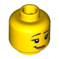 Lego Minifig Head Surfer Girl, Crooked Smile, Pale Nougat Lipstick, Eyelashes, White Pupils Print [Blocked Open Stud]