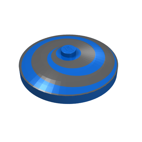 Lego Dish 4 x 4 Inverted [Radar] with Black Spiral Print [6496 / 6497] / Blue