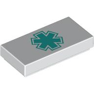 Lego Tile 1 x 2 with Dark Turquoise Star of Life Print