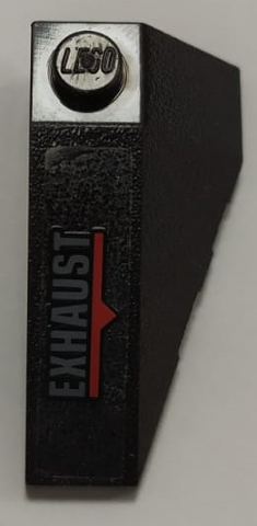 Lego Wedge 4 x 2 Triple Left with 'EXHAUST' and Red Stripe Pattern (Sticker) - Set 70908 / Black