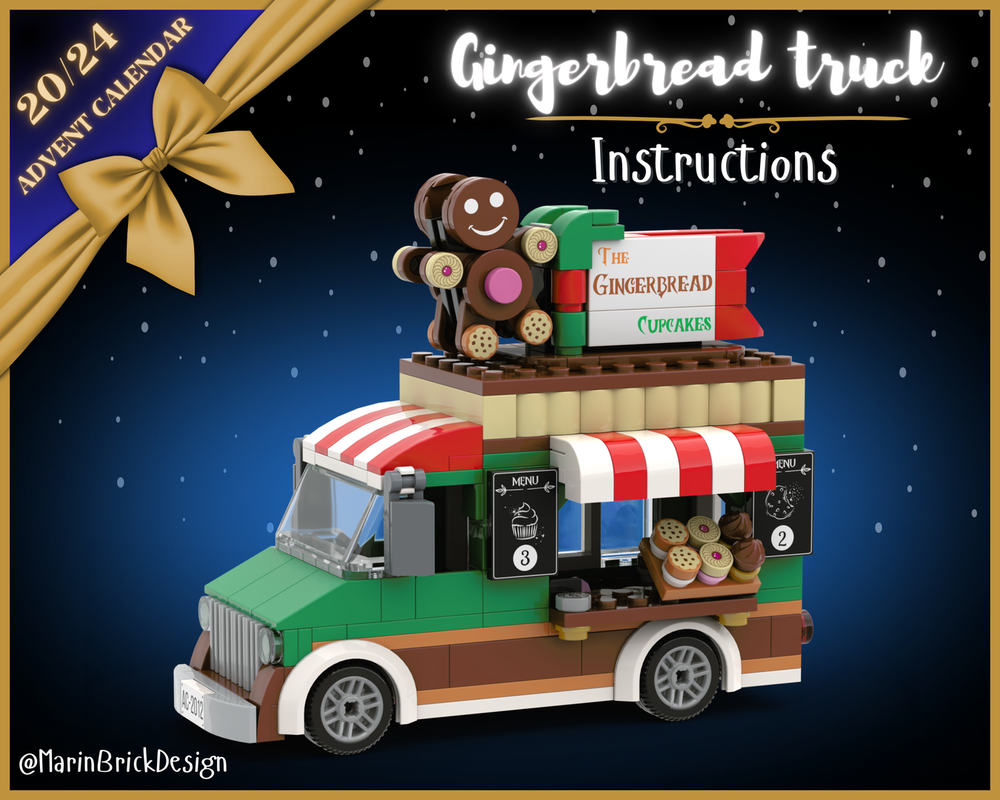 Lego Christmas Gingerbread Man Cupcake Truck - Lego Winter Village MOC