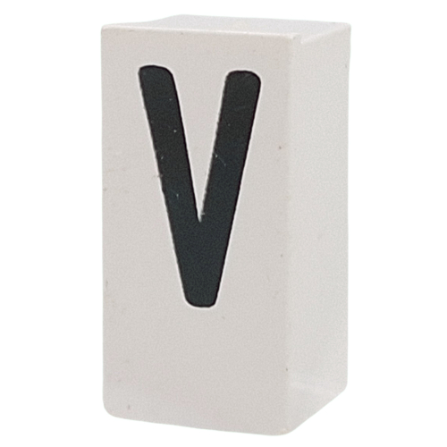 Lego Tile Special 1 x 2 x 5/6 with Stud Hole in End with 'V' Print