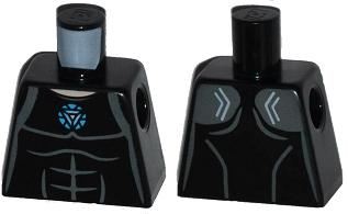 Lego Torso Muscles Outline with Blue Circle (Arc Reactor) Pattern / Black