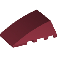 Lego Brick Wedged, Curved 4 x 4 No Top Studs / Dark Red