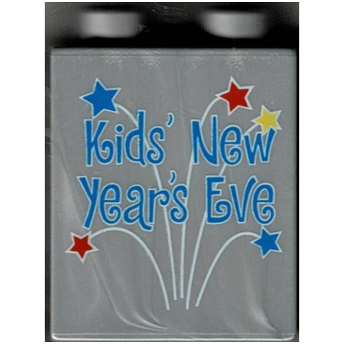 Lego Duplo Brick 1 x 2 x 2 with Kids' New Year's Eve 2004 Print