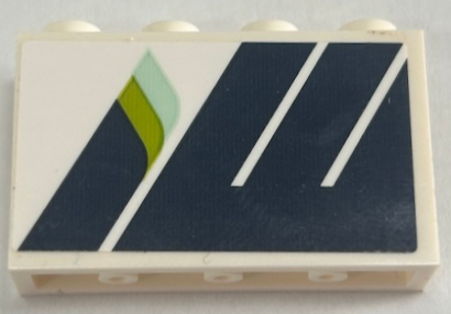 Lego Panel 1 x 4 x 2 with Side Supports - Hollow Studs with Dark Blue Stripes with Lime and Light Aqua Highlights Pattern Model Left Side (Sticker) - Set 60367
