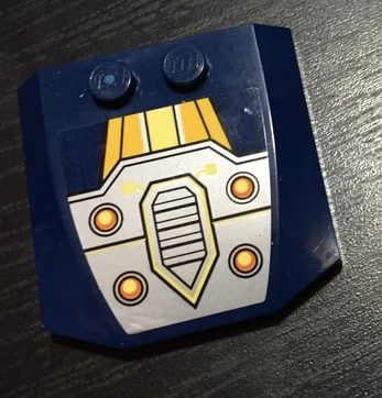 Lego Wedge 4 x 4 x 2/3 Triple Curved with Silver Panel with 4 Yellow Lights Pattern (Sticker) - Set 70322 / Dark Blue