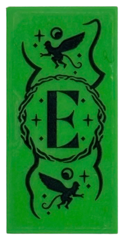 Lego Tile 2 x 4 with Black Letter E, Flying Monkeys, Swirls and Sparkles Pattern (Sticker) - Set 75691