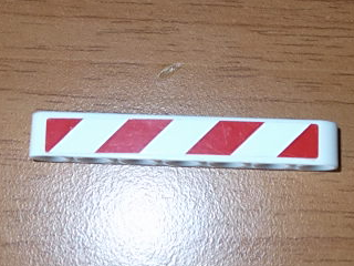 Lego Technic, Liftarm Thick 1 x 7 with Red and White Danger Stripes Pattern Model Right Side (Sticker) - Set 8198