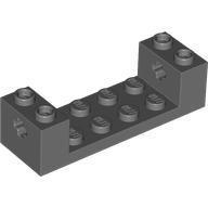 Lego Brick Special 2 x 6 x 1 1/3 with Axle Holes and 2 x 4 Recessed, Ridges at Underside / Dark Bluish Gray
