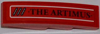 Lego Slope, Curved 4 x 1 with 'THE ARTIMUS' and Diagonal Vent Grille Pattern Model Left (Sticker) - Set 7985
