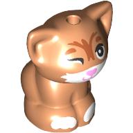 Lego Animal, Cat, Kitten Sitting with Closed Eye, White Mouth and Paws print / Nougat