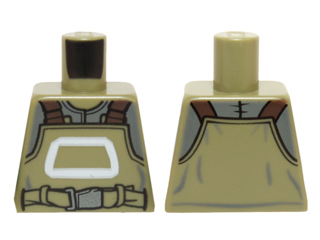 Lego Torso SW Resistance Ground Crew Overalls, Work Belt and White Trapezoid Shape Pattern / Olive Green