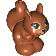 Lego Animal, Squirrel with Brown Eyes, Black Nose with Heart / Dark Orange