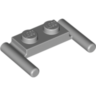 Lego Plate Special 1 x 2 with Handles [Flat Ends / Low Attachment] / Light Bluish Gray