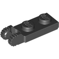Lego Hinge Plate 1 x 2 Locking with 2 Fingers On End, with Groove, 9 Teeth / Black