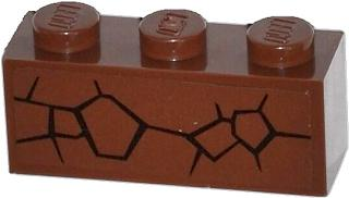 Lego Brick 1 x 3 with Cracks Type 2 Pattern Model Right Side (Sticker) - Set 70502 / Reddish Brown