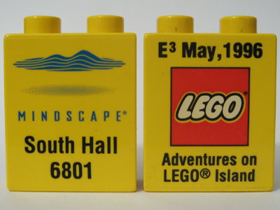 Lego Duplo, Brick 1 x 2 x 2 with E3 May 1996, Adventures on LEGO Island and Mindscape South Hall 6801 Pattern