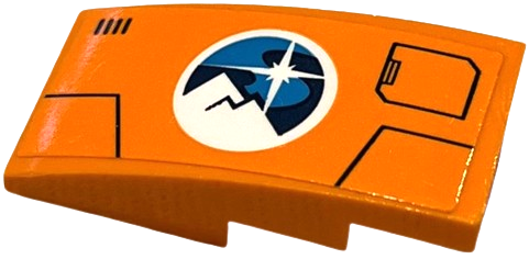 Lego Slope, Curved 4 x 2 with Arctic Explorers Logo and Door Hatch Pattern Model Right Side (Sticker) - Set 60192