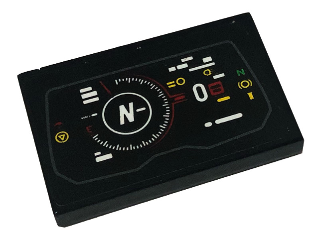 Lego Tile 2 x 3 with Display with Letter N and Number 0 Pattern (Sticker) - Set 42107 / Black