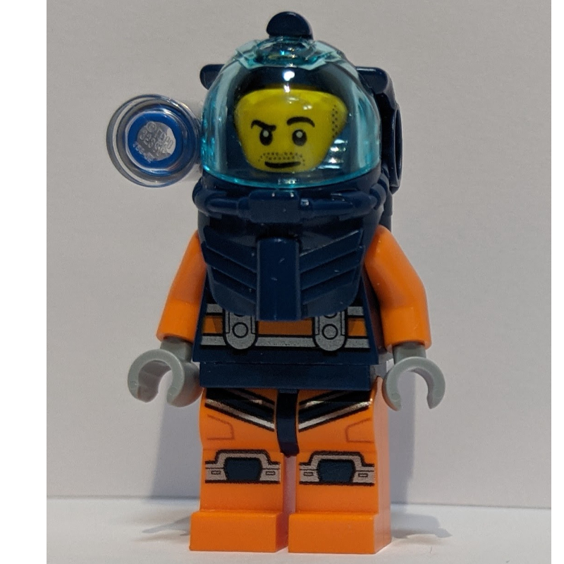 Lego Diver - Dark Blue Torso, Orange Legs, Dark Blue Helmet