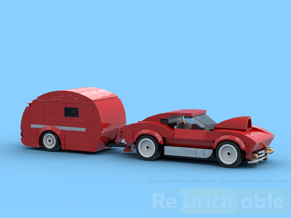 Lego Stacey, red version with teardrop camper