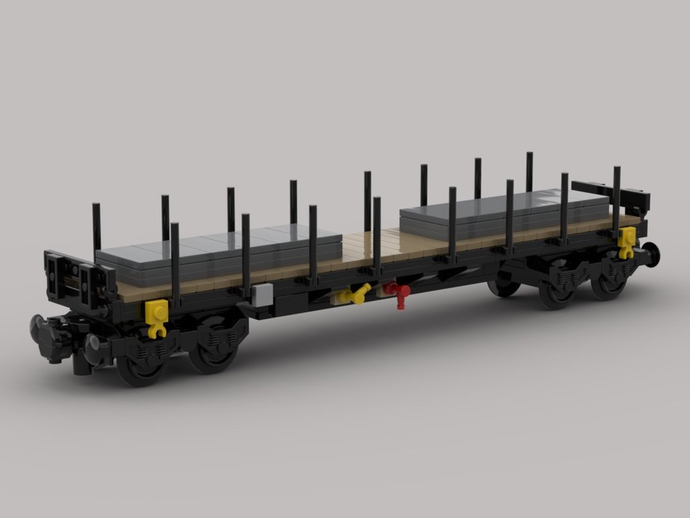 Lego Flat freight wagon (Flachwagen) Typ Rs from the German railways with load.