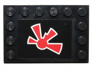 Lego Tile, Modified 4 x 6 with Studs on Edges with Red Jek-14 Insignia Pattern (Sticker) - Set 75018