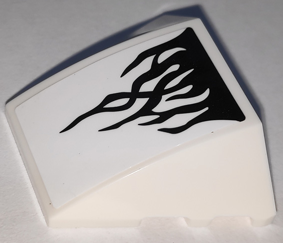 Lego Wedge 4 x 3 Triple Curved No Studs with Black Flames on White Background Pattern (Sticker) - Set 76151