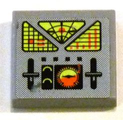 Lego Tile 2 x 2 with Control Panel Pattern (Sticker) - Set 7692 / Light Bluish Gray