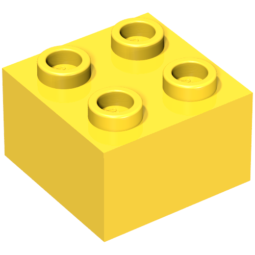 Lego Minitalia Brick 2 x 2 with Bottom X Support / Yellow