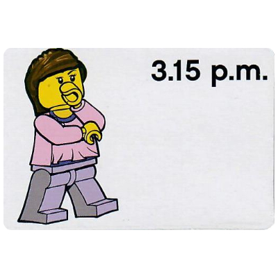 Lego Activity Card, Time-Teaching 12-Hour Clock 3.15 p.m., Female / [No Color/Any Color]