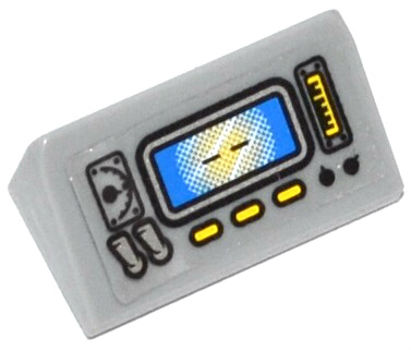 Lego Slope 30 1 x 2 x 2/3 with Screen, Gauges, 2 Silver Switches and 3 Yellow Lights Pattern (Sticker) - Set 60046