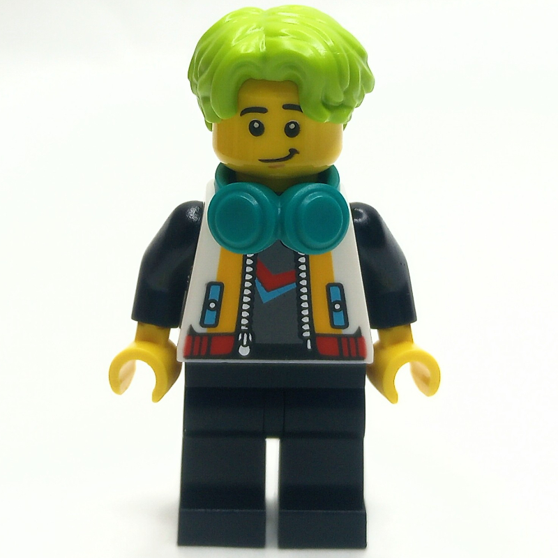 Lego Blogger, White Jacket, Black Legs, Lime Hair
