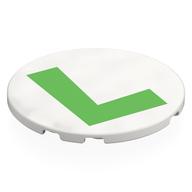 Lego Tile Round 6 x 6 with Bright Green 'L' print