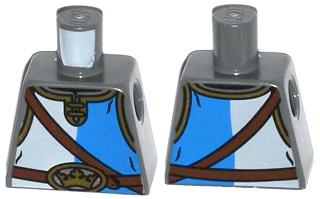 Lego Torso Castle King's Knight Shirt, Shoulder Strap and Crown on Buckle Pattern / Dark Bluish Gray