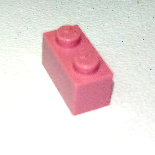 Lego Modulex Brick 1 x 2 with M on Stud / Modulex Pink