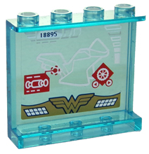 Lego Panel 1 x 4 x 3 with Side Supports - Hollow Studs with Motorcycle and Wonder Woman Logo on Transparent Background Pattern on Inside (Sticker) - Set 41235