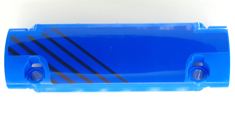 Lego Technic, Panel Curved 11 x 3 with Black Diagonal Stripes Pattern Model Right Side (Sticker) - Set 42141 / Blue