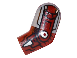 Lego Arm, Left with Flat Silver Shoulder and Iron Man Armor Pattern / Dark Red