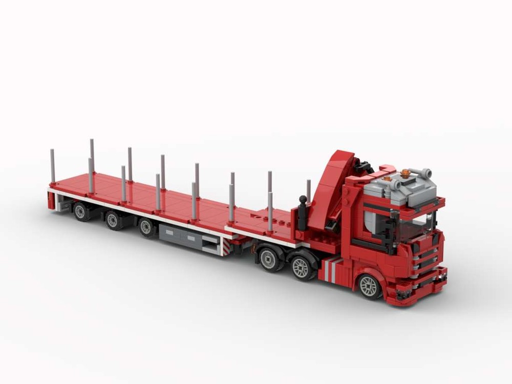 Lego Scania R450 low with crane on trailer