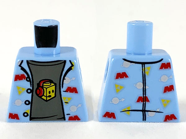 Lego Torso Shirt with Space Theme Logos and Dark Bluish Gray T-Shirt Pattern / Bright Light Blue