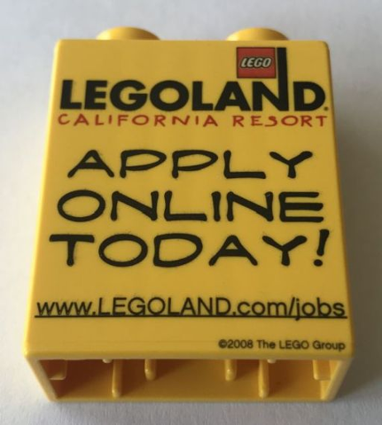 Lego Duplo, Brick 1 x 2 x 2 with Apply Online Today! LEGOLAND California Pattern / Yellow