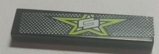 Lego Tile 1 x 4 with Lime Star and White and Black Mesh Pattern (Sticker) - Set 8681