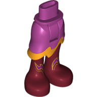 Lego Minidoll Hips and Asymmetrical Skirt with Wave Hem Medium Orange and Dark Red Boots with Purple Flames Print / Magenta