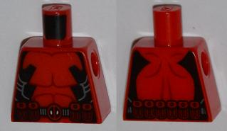 Lego Torso Muscles Outline with Belt and Black Sides Pattern / Red