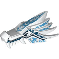 Lego Creature Body Part, Dragon Head Upper Jaw with Medium Blue and Dark Blue Sections and Ice Spirit Print