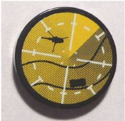 Lego Tile, Round 2 x 2 with Yellow Helicopter on Radar Pattern (Sticker) - Set 8634